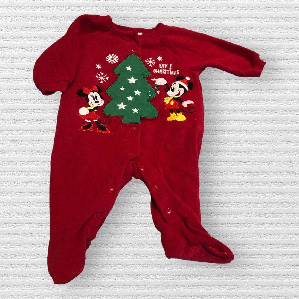 Disney Baby 3-6m Minnie and Mickey Mouse Christmas Footie Sleeper